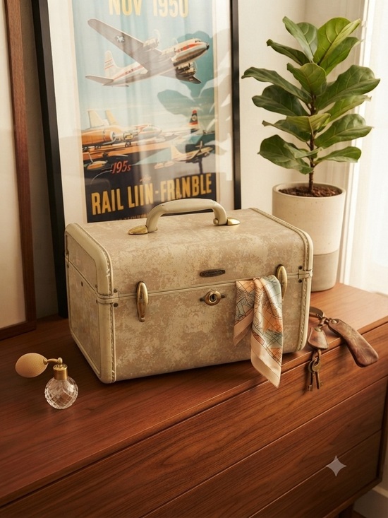 Samsonite Handbags - Vintage Samsonite Train Case Mid-Century Marbled Ivory Vanity Luggage